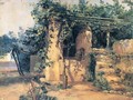 A Vine-Covered Terrace with a Well and a View of the Sea - Johann Baptist Kirner