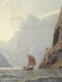 Sailing in a Fjord - Hans Dahl
