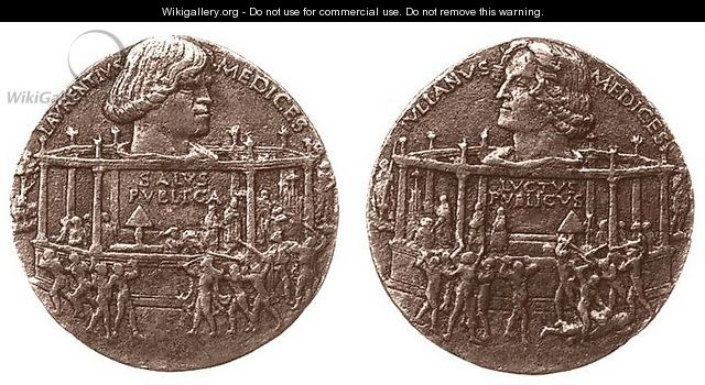 Medal of the Pazzi cospiracy, obverse: Lorenzo, reverse: Giuliano - Bertoldo Di Giovanni