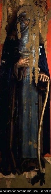 St. Anthony Abbot, left hand panel of the second triptych of the Valle - Carlo Crivelli