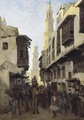Street Mouizz-Dinn in Cairo, Kalaoun Mosque in the Background (La rue Mouizz-Dinn au Caire, avec la mosquee Kalaoun a l'arriere-plan) - Nikolai Egorovich Makovsky