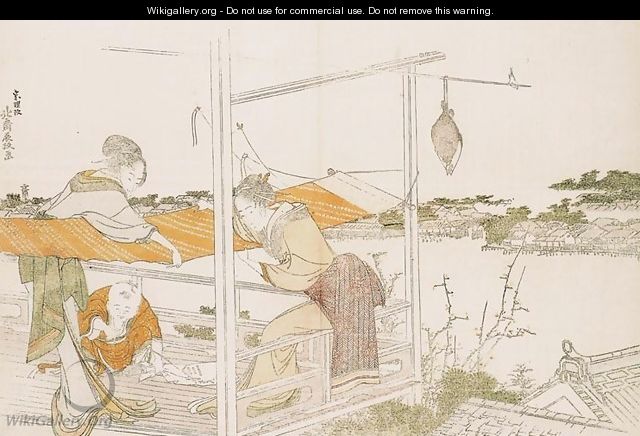 Stretching Cloth - Katsushika Hokusai