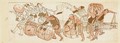 Men Rolling Casks - Katsushika Hokusai