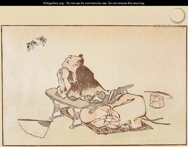 Philosopher Watching a Pair of Butterflies - Katsushika Hokusai