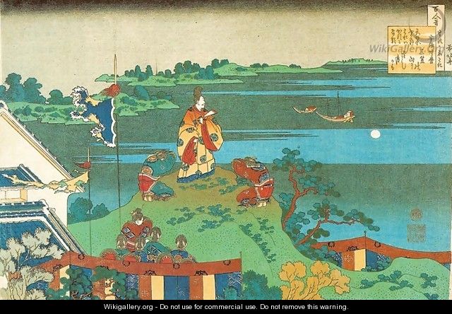 Nakamaro Watching the Moon from a Hill (Abe no Nakamaro) - Katsushika Hokusai