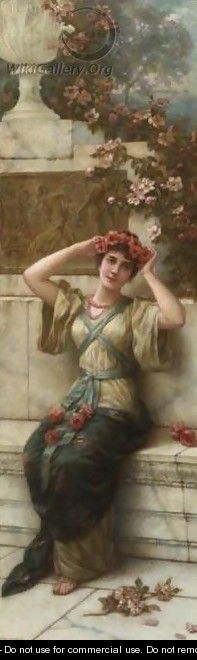 Classical Beauty with Crown of Flowers - Emile Eisman Semenovsky