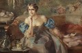 Elegant Lady Sitting on a Sofa (Elegante Dame auf Sofa sitzend) - Otolia Kraszewska