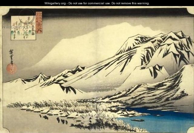 Lingering Snow on Mount Hira (Hira no Bosetsu) - Utagawa or Ando Hiroshige