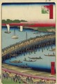 Ryogoku Bridge and the Great Riverbank (Ryogokubashi Okawabata) - Utagawa or Ando Hiroshige