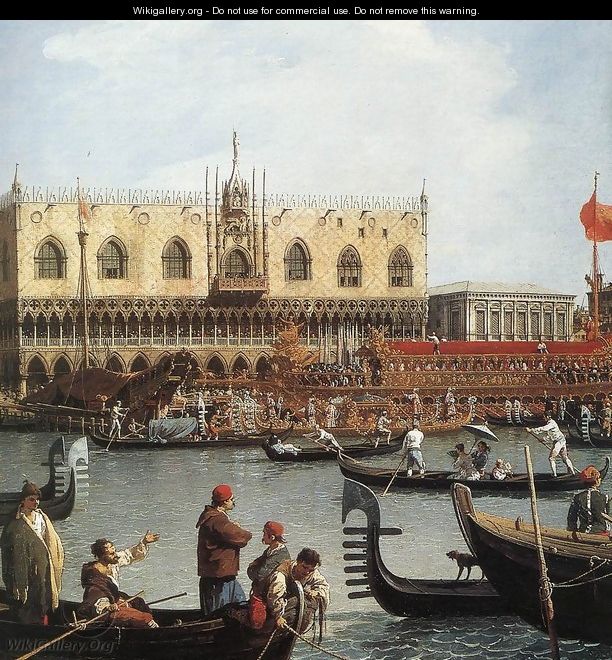 Return of the Bucentoro to the Molo on Ascension Day (detail) 2 - (Giovanni Antonio Canal) Canaletto