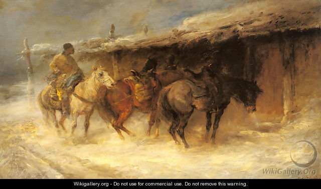 Wallachian Horsemen in the Snow - Emil Rau