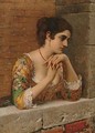 Venetian Beauty on Balcony - Eugene de Blaas