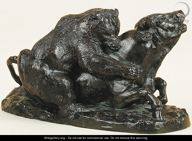 Bull Attacked by a Bear - Antoine-louis Barye