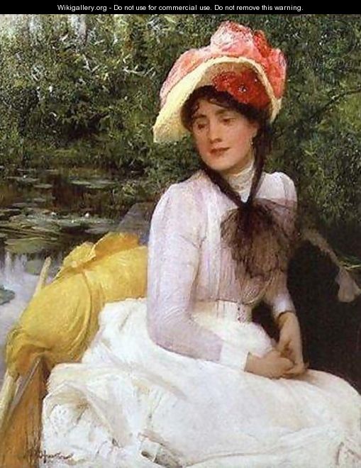 Young girl in a punt - Arthur Hacker