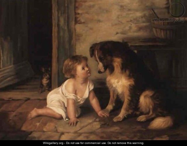 Making friends with a collie - Arthur Hacker