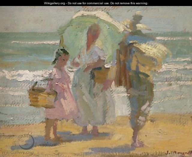 Family on the Beach (Familia en la playa) - Jose Mongrell