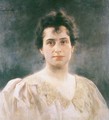 Portrait of a Woman in a Dress with Lacy Collar - Ladislas Wladislaw von Czachorski