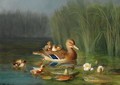 Wild Duck with its Ducklings (Villender) - Franz Boe