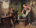 Gossiping by the Stove (Bursch und Madel am Ofen) - Hugo Kauffmann