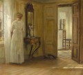 Interior with a Lady and a Cat (Interieur med kvinde og kat) - Carl Holsoe