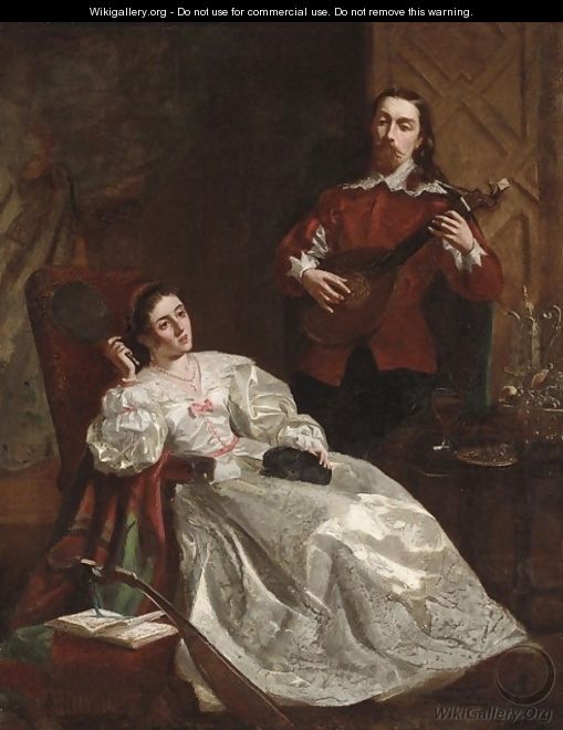 Mary Queen of Scots with Rizzio (Self Portrait) - Robert Dowling