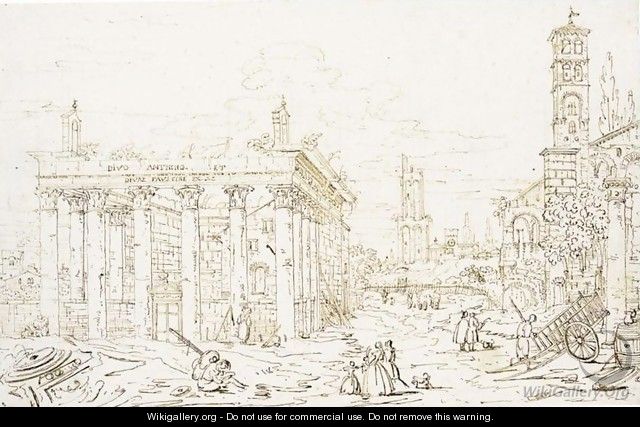 Roman Forum, with the Temple of Antoninus and Faustina - Bernardo Bellotto (Canaletto)