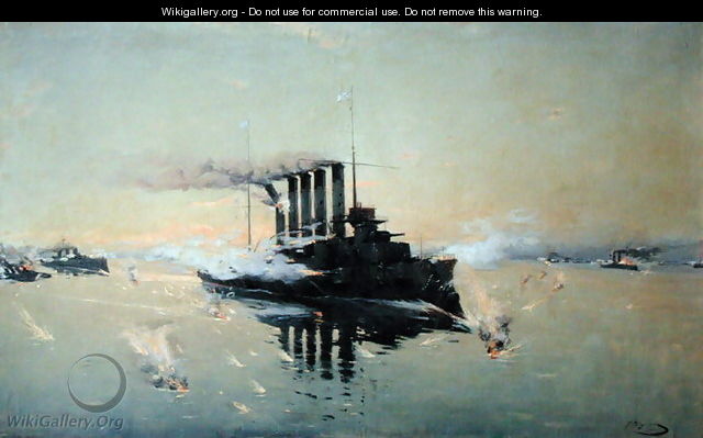 Cruiser Askold fighting on July 28th 1904 in the Yellow Sea, 1906 - Konstantin Veshchilov