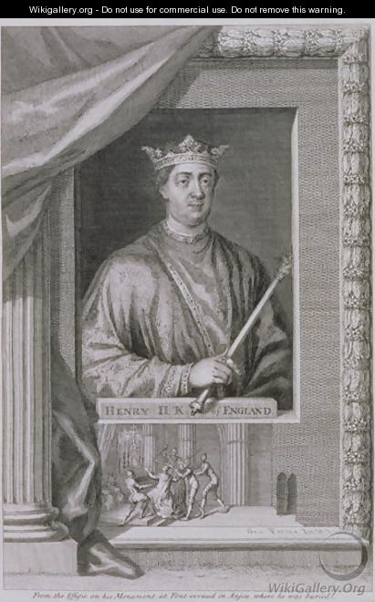 Henry II 1133-89 King of England from 1154, from the effigy on his monument at Fontevrault in Anjou, engraved by the artist - George Vertue