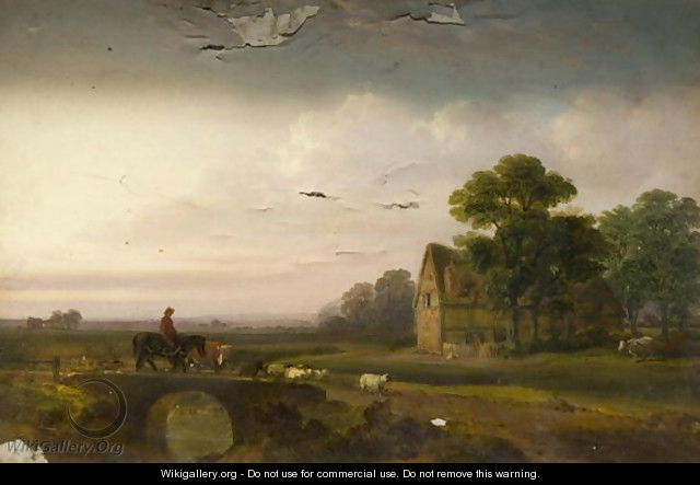 Landscape with Sheep and Horesemen - Alfred Vickers