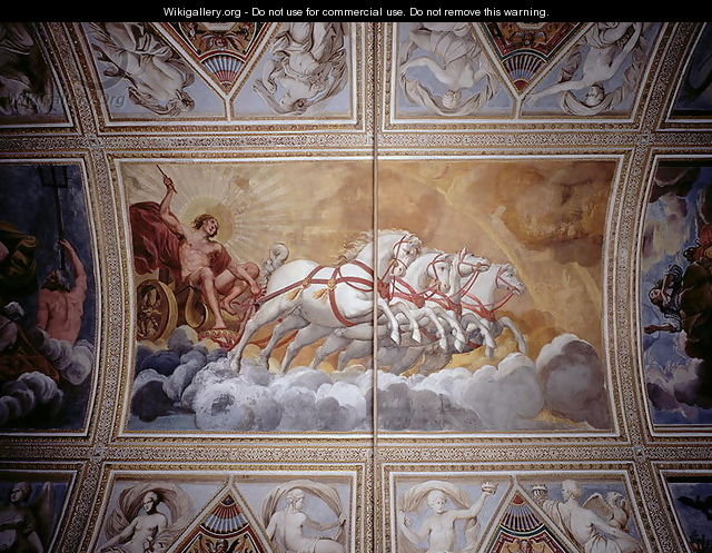 The Sun God driving his chariot across the sky, ceiling painting - Antonio Maria Viani