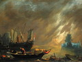 View of a Harbour at Sunset - Lieve Verschuier