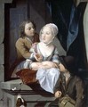 Lovers at a window - Nicolaes Verkolje