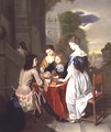 Elegant Company playing backgammon - Nicolaes Verkolje