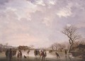 Winter Scene with Hockey Players and Other Figures - Andries Vermeulen