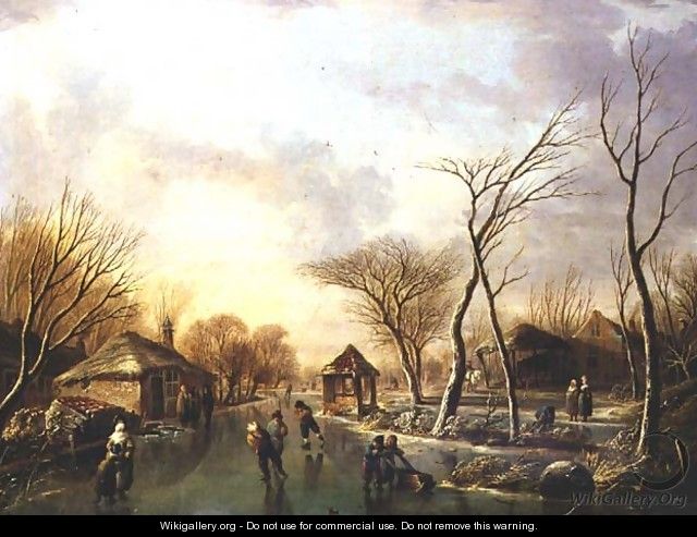 Skating on a frozen canal - Andries Vermeulen