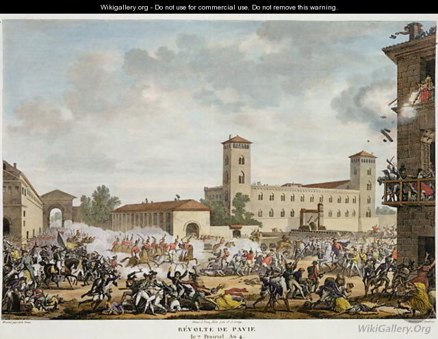 The Revolt of Pavia, 7 Prairial, Year 4 May 1796 engraved by Jacques Joseph Coiny 1761-1809 - Carle Vernet