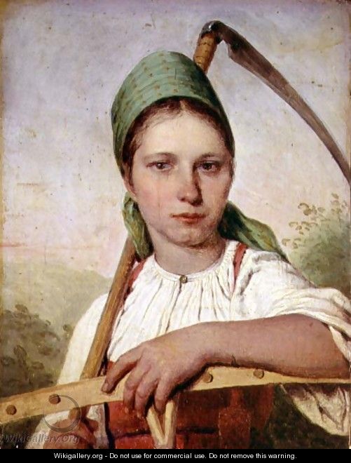 Peasant Woman with a Scythe and Rake, c.1825 - Aleksei Gavrilovich Venetsianov