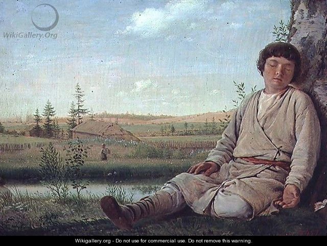 Sleeping Shepherd Boy, 1823-26 - Aleksei Gavrilovich Venetsianov
