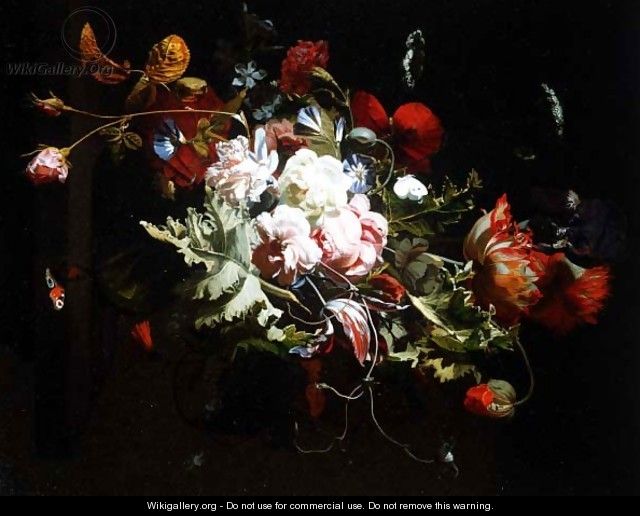 Still Life of Flowers on a Ledge - Simon Pietersz. Verelst
