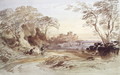 Landscape with Figures and Distant Castle - John Varley