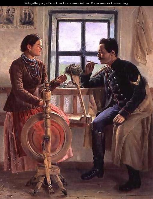 Talk at the Spinning Wheel, 1884 - Mikhail Nikolaevich Vasil