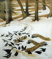 Birds Feeding in the Snow - Madeline Wyndham