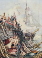 Crippled but unconquered: The Belleisle at the Battle of Trafalgar, 21st October 1805, from 'British Battles on Land and Sea' edited by Sir Evelyn Wood (1838-1919) first published 1915 - William Lionel Wyllie