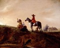 Horseman in a red jacket on a Grey - Philips Wouwerman