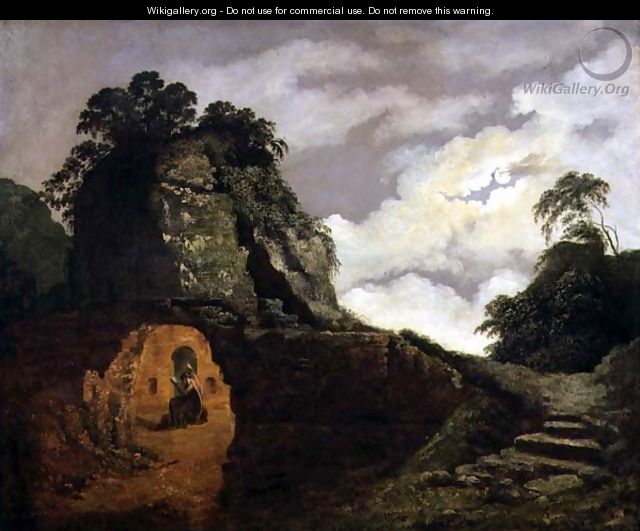 Virgils Tomb by Moonlight with Silius Italicus, 1779 - Josepf Wright Of Derby