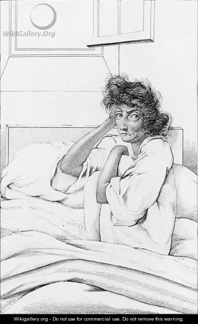 Depressive woman, illustration from Des Maladies Mentales considerees sous le rapport medical, hygienique et medico-legal by Etienne Esquirol 1772-1840 1838 - Ambroise Tardieu