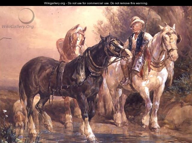 Boy and Cart Horses - John Frederick Tayler