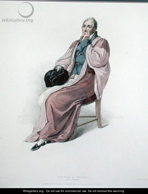 Doctor of Physic in full dress, engraved by J. Agar, published in R. Ackermanns History of Oxford, 1813 - Thomas Uwins