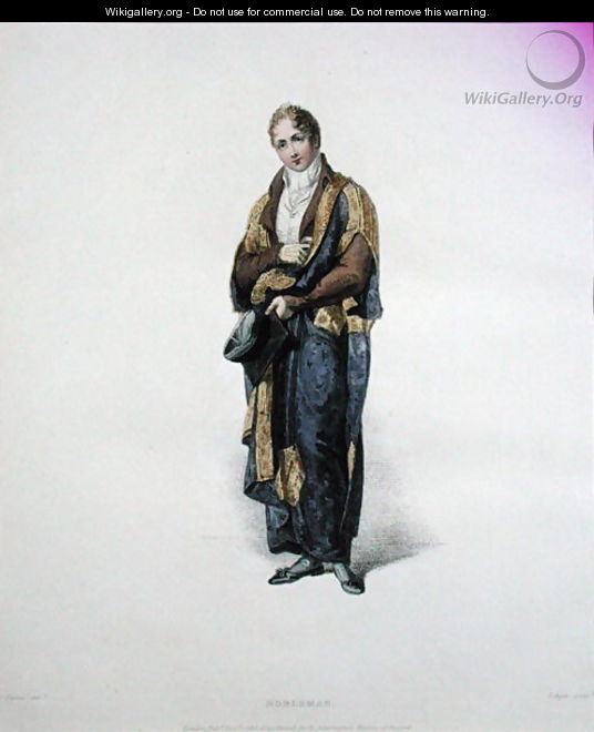 Nobleman, engraved by J. Agar, published in 1813 for R. Ackermanns History of Oxford - Thomas Uwins