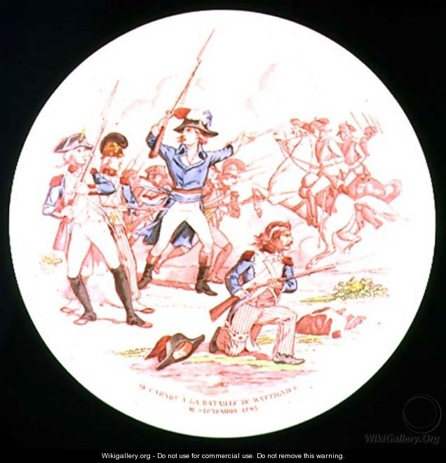 Plate depicting Lazare Nicolas Carnot 1753-1823 at the Battle of Wattignies, 16 September 1793, 1889 - Paul Utzschneider